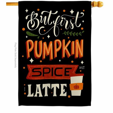 PATIO TRASERO 28 x 40 in. First Pumpkin Spice House Flag w/Fall Harvest & Autumn Dbl-Sided Vertical Flags  Banner PA3910399